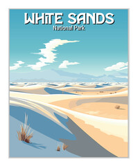 Fototapeta na wymiar Vector Art of White Sands National Park. Template of Illustration Graphic Modern Poster for art prints or banner design