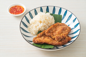 fried chicken with sticky rice