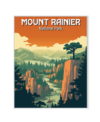 Vector Art of Sequoia and Kings Canyon National Park. Template of Illustration Graphic Modern Poster for art prints or banner design