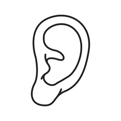 Human ear vector illustration, The five senses for hearing, human ear organ in line art style