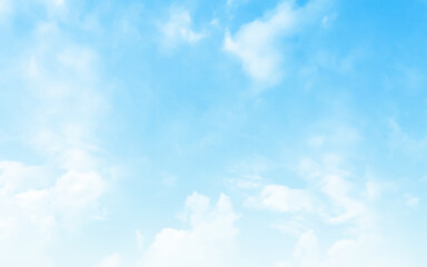 White Blue Sky And White Clouds Background Design. Elegant Blue Sky Image. Vector Art Natural Sky.