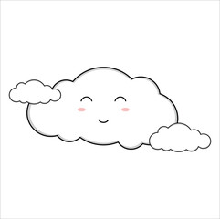 Cute kawaii cloud for decorating, suitable for sticker, t-shirt, mug, etc. vector formats. Eps 10

