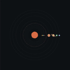 solar system with planets. flat 2d vector