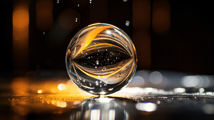 An abstract photo of bubbles in a glass ball