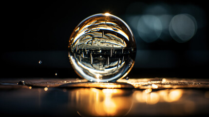 An abstract photo of bubbles in a glass ball
