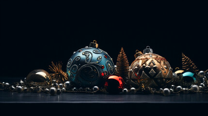 Glistening Festivity: Ornaments Illuminate the Night, Generative AI