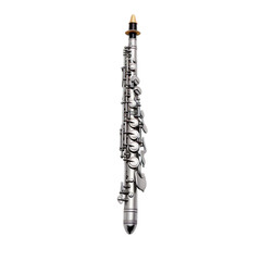 front view of oboe musical instrument isolated on a white transparent background
