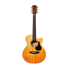 Obraz premium front view of acoustic guitar musical instrument isolated on a white transparent background