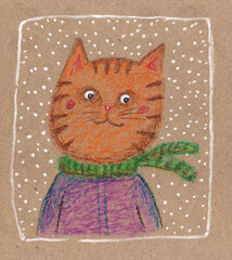 red cat under the snow