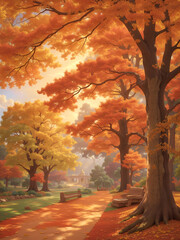 an image of a path in the fall with colorful trees