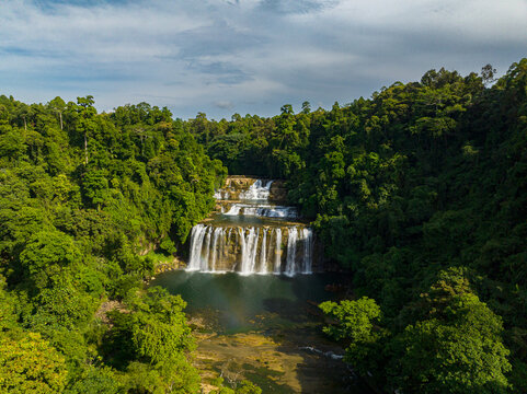 Tropical forest and jungle with waterfalls. Tinuy-an Falls in Bislig, Surigao del Sur. Philippines.