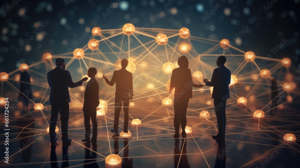 Aufkleber An image of a business development team networking and forging partnerships to expand the business