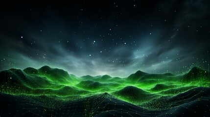 Dynamic 3D simulation of the thriving green digital universe. - obrazy, fototapety, plakaty