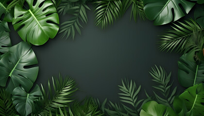 Green tropical leaves background and space for text