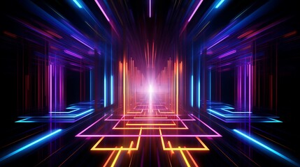 Dynamic red backdrop with pulsating circuitry, creating a cutting-edge atmosphere.