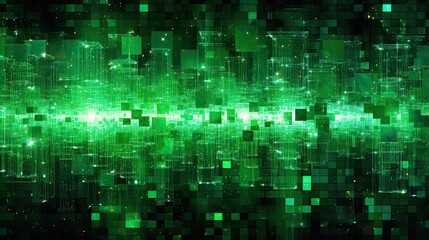 futuristic dimension abstract 3d cubes animation with green squares.