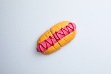 Fresh fruit, vegetables, delicious food, Hamburger and pizza. Colorful educational toys from cute kids.