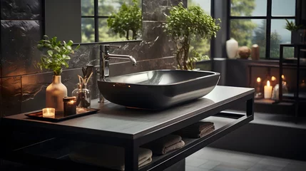 Foto op Plexiglas black sink in stylish bathroom interior © Sagar