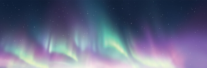 Obraz premium Polar lights, starry sky. Northern landscapes. Vector illustration.