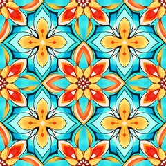 Obraz premium Graceful Symmetry in Fabric Design Seamless Floral Pattern