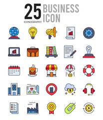 25 Business Lineal Color icon pack. vector illustration.