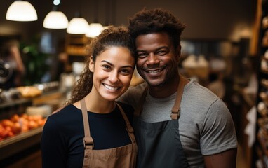 Fototapeta premium Happy small business workers