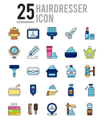 25 Hairdresser Lineal Color icon pack. vector illustration.