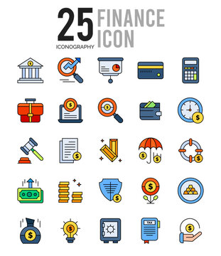 25 Finance Lineal Color icon pack. vector illustration.