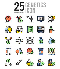 25 Genetics Lineal Color icon pack. vector illustration.