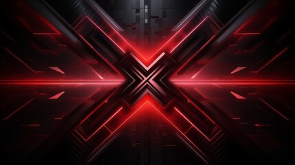 3D glowing red techno abstract background overlapping layers in dark space with 'X' effect decoration, presenting a modern graphic design element for a futuristic style concept