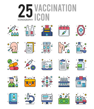 25 Vaccination Lineal Color icon pack. vector illustration.