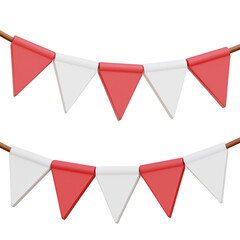 Indonesia Flag Garland 3D Icon Illustrations