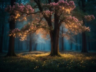 Trees with luminous flowers that light up the forest