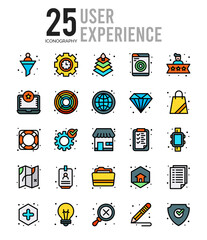 25 User Experience Lineal Color icon pack. vector illustration.