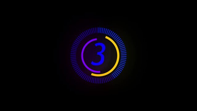 A abstract color countdown loading of 05 to 0 animation 