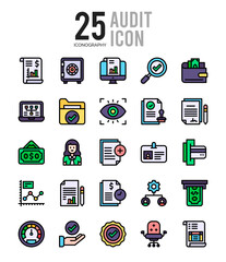 25 Audit Lineal Color icon pack. vector illustration.