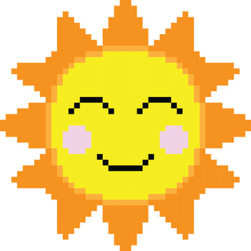 Cute sun Pixel art vector image