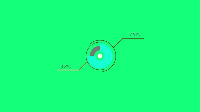 37 percent circle round donut chart infographic. 4k video royalty free graphic animation for social media and tv, thirty seven percentage diagram.