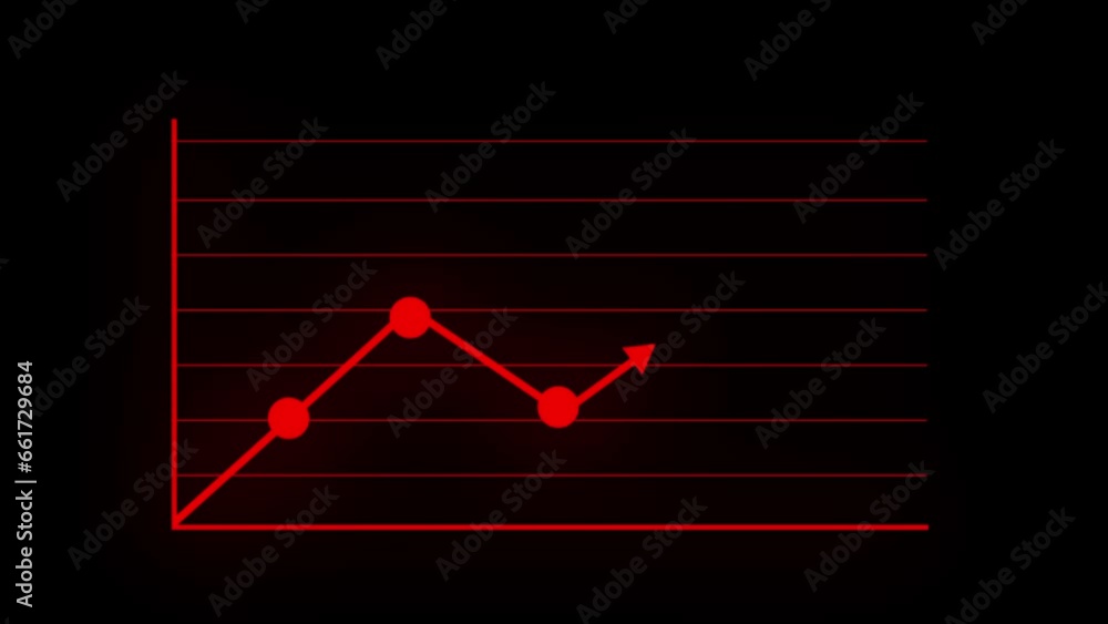 Poster new red color simple business growing chart animated on white background