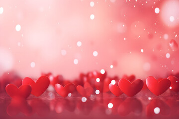 Red Valentine's Hearts Standing With Soft Romantic background