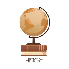 History icon with globe and books