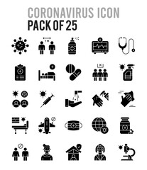 25 Coronavirus Glyph icon pack. vector illustration.