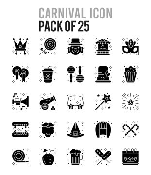 25 Carnival Glyph icon pack. vector illustration.