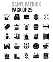 25 Saint Patrick Glyph icon pack. vector illustration.