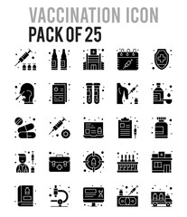 25 Vaccination Glyph icon pack. vector illustration.