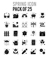 25 Spring Glyph icon pack. vector illustration.