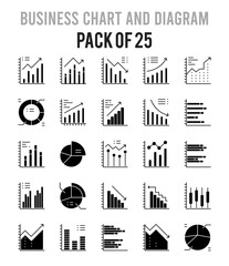 25 Business Chart and Diagram Glyph icon pack. vector illustration.