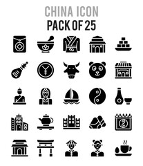25 China Glyph icon pack. vector illustration.