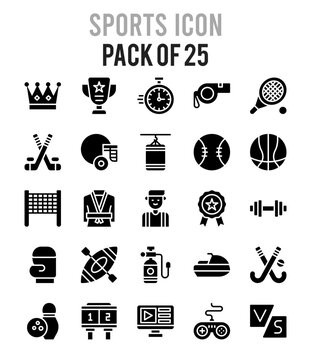 25 Sports Glyph icon pack. vector illustration.