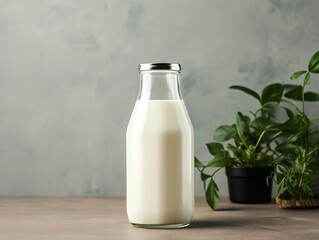mockup glass bottle of milk
